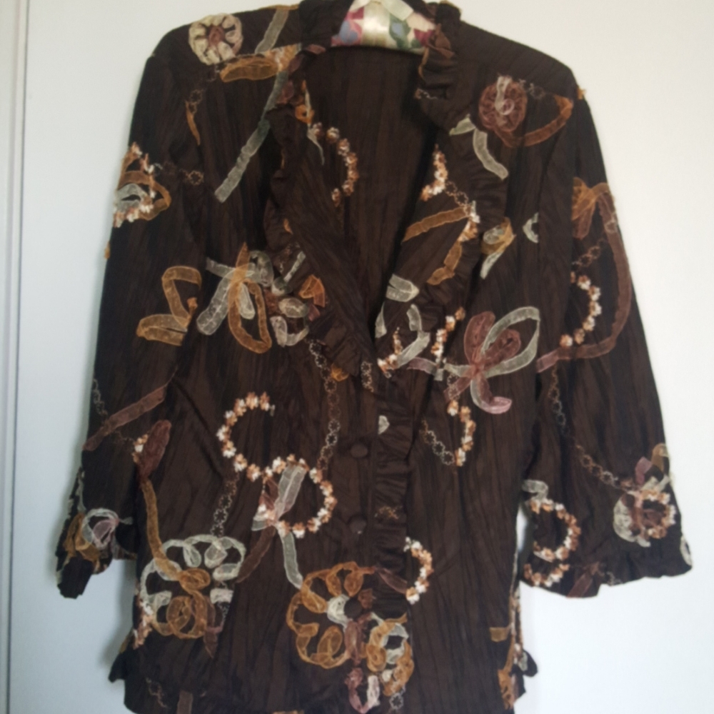 Elegant colourful brown Araz blouse top